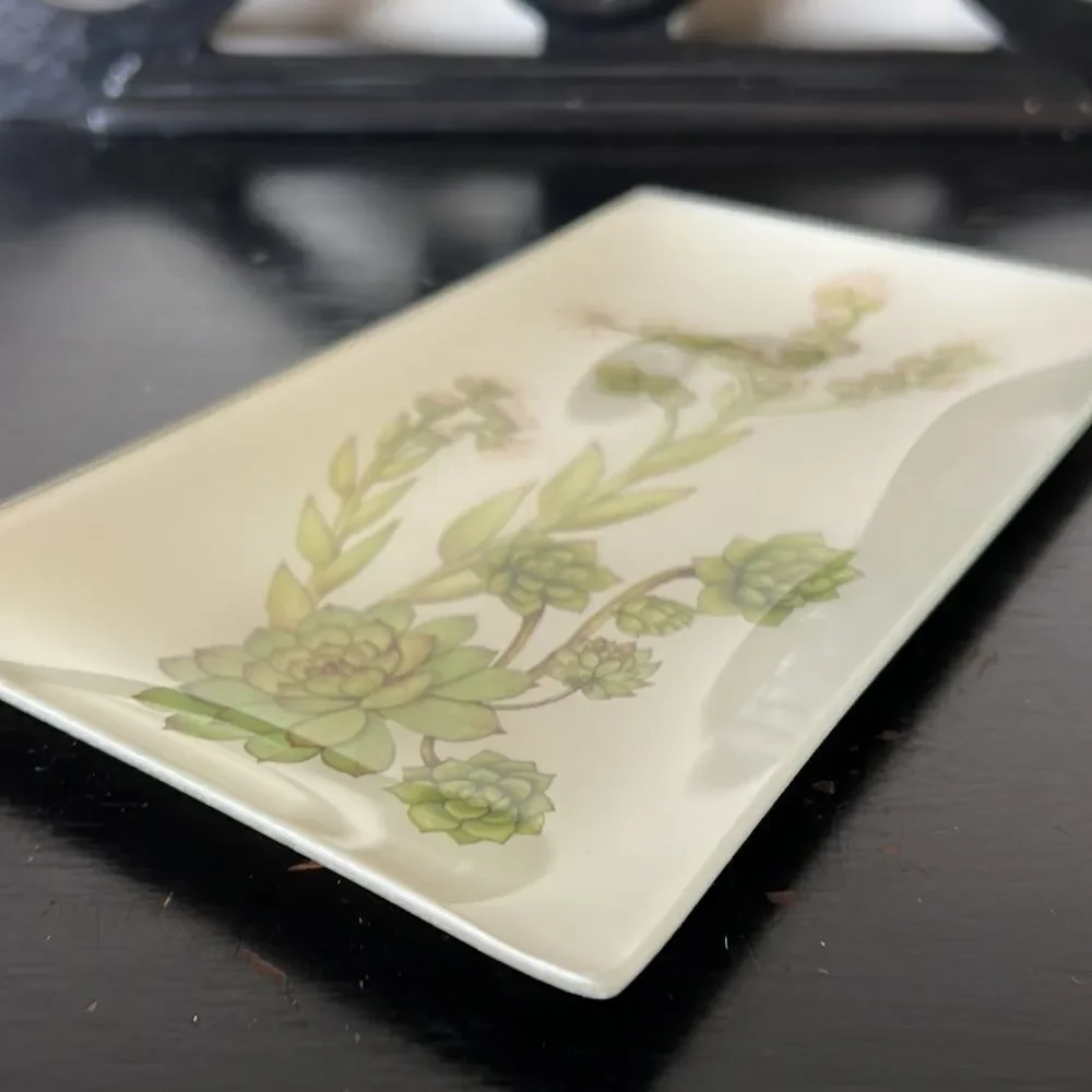 Pottery Barn Glass Succulent Decoupage Tray